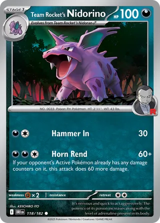 118/182 Team Rocket's Nidorino